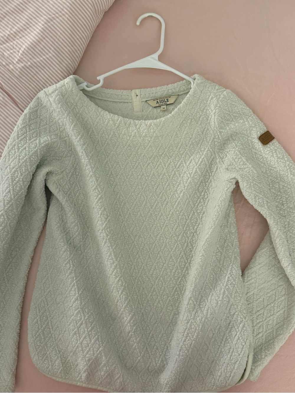 Aigle Cream Diamond-Texture Crewneck Sweater